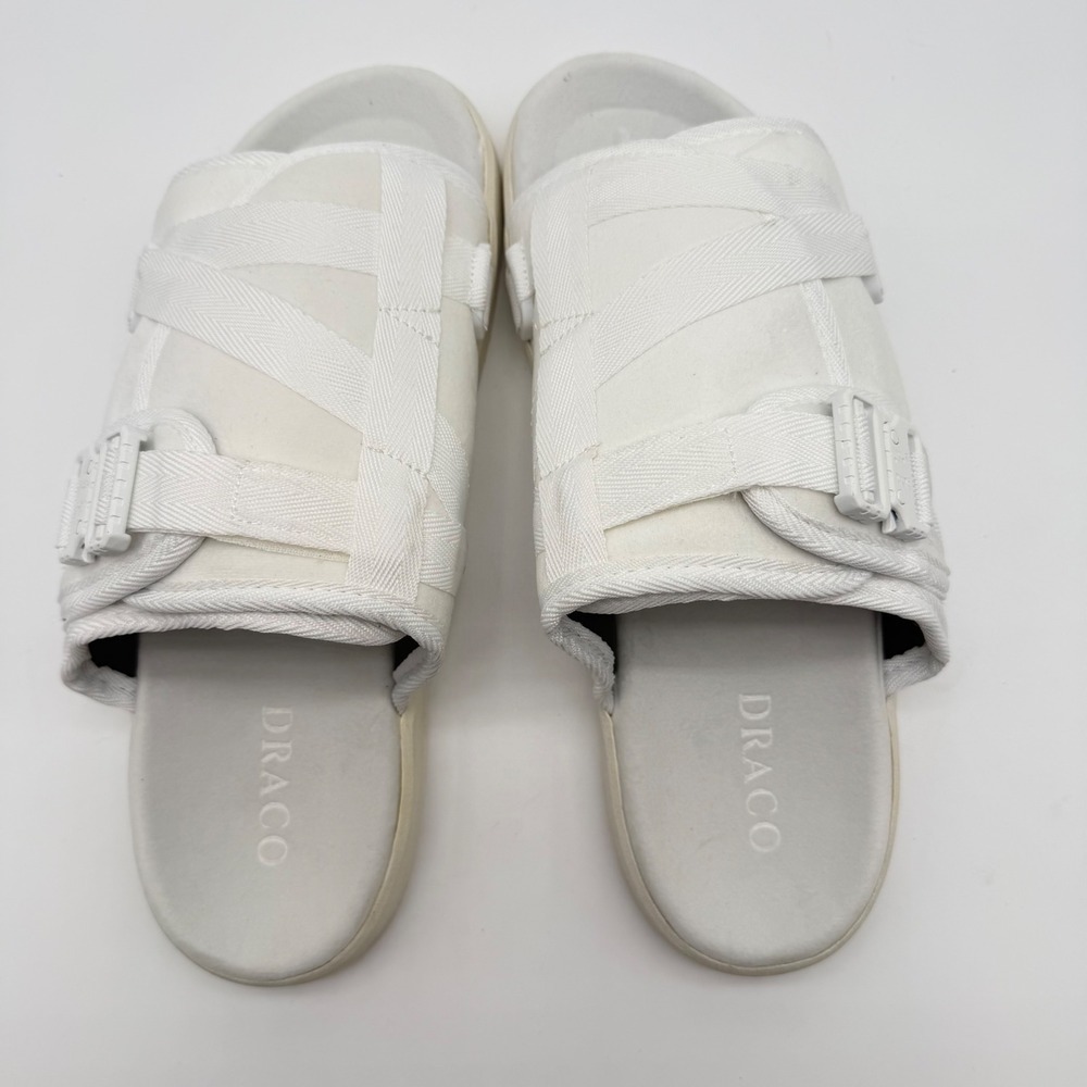 DRACO Mens13-14 All White Multi-Strap Tactical Buckle Slides Street /Beach Wear - Picture 3 of 6